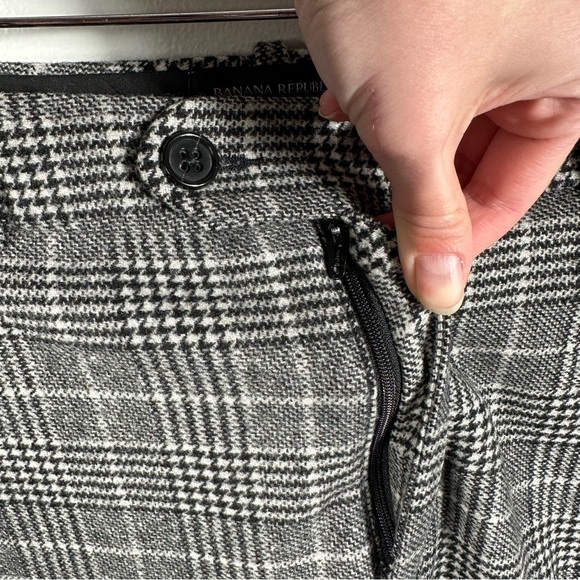 Banana Republic Black Brooke Plaid Pants Trousers NWT Size 6 High Rise Straight - Picture 7 of 17
